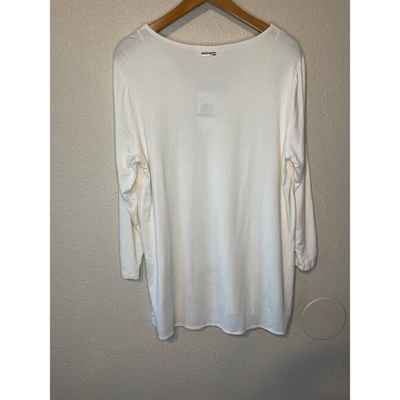 NWT Michael Kors Glam Minimalist Ivory Flowy Long Sleeve V Neck Blouse Large - Picture 2 of 12